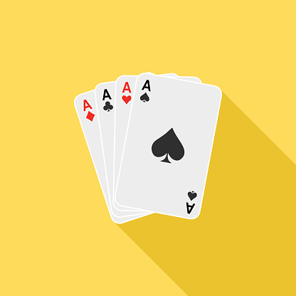 Ace card suit flat design on yellow background.