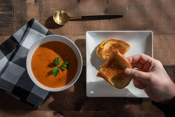 Grilled cheese sandwich with tomato soup