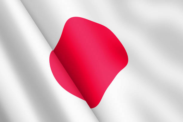 illustrations, cliparts, dessins animés et icônes de japon ondulant l’ondulation de vent d’illustration 3d - japan japanese flag flag wind