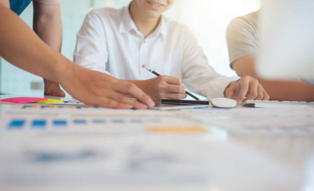 istock Young business meeting teams plan their work and design business project models. 1300427387