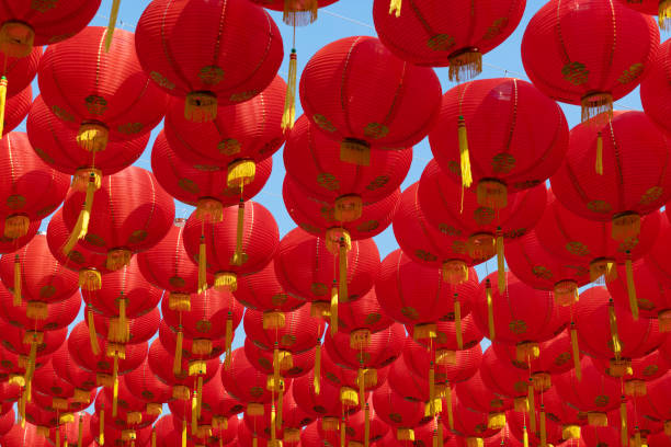 istock Chinese new year lanterns in china town area. 1300428040