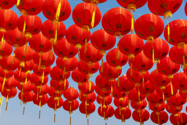 istock Chinese new year lanterns in china town area. 1300428146
