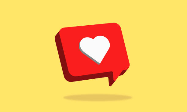 ilustraciones, imágenes clip art, dibujos animados e iconos de stock de una notificación de redes sociales con icono del corazón - adulation