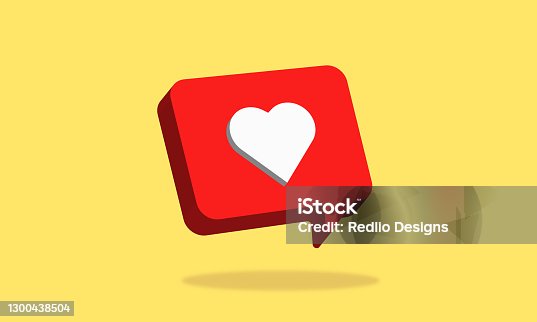 istock One like social media notification with heart icon 1300438504