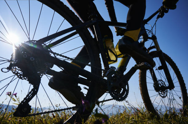 istock Young man riding a mountain bike downhill style 1300438676