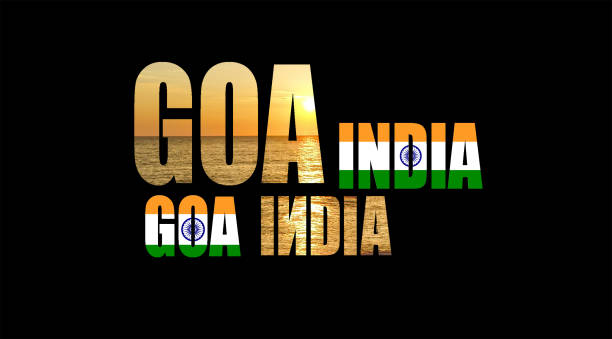 istock Word Goa India and the ocean at sunset on black background 1300442270