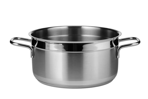 istock Stainless steel pot isolated on white background 1300442973