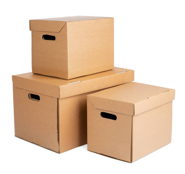 istock Cardboard brown box isolated on white background 1300443102