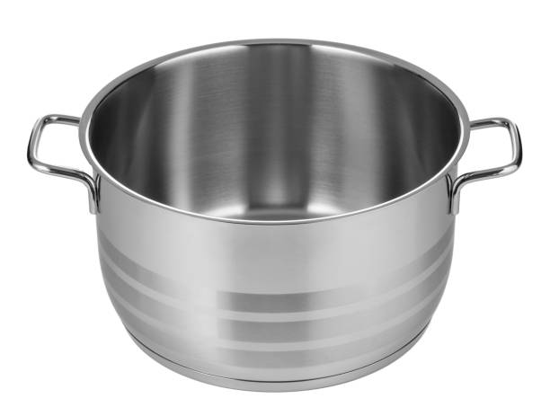 istock Stainless steel pot isolated on white background 1300443313