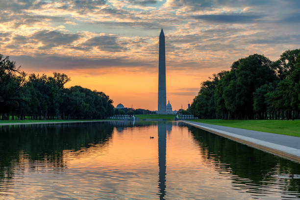 istock Sunrise at Washington Monument in Washington DC, USA 1300444387