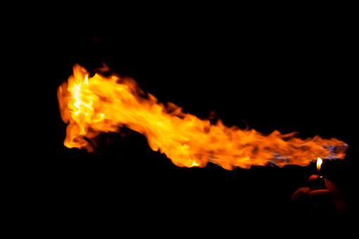 Burning match on a white background. The concept of a fire extinguishing system, security.