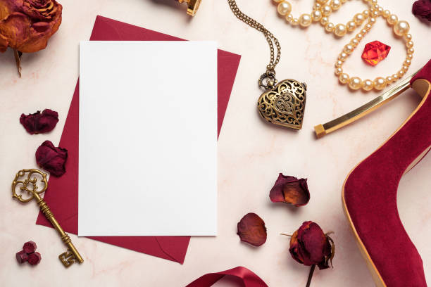 Secret Vintage Love Greeting Card Mockup Blank