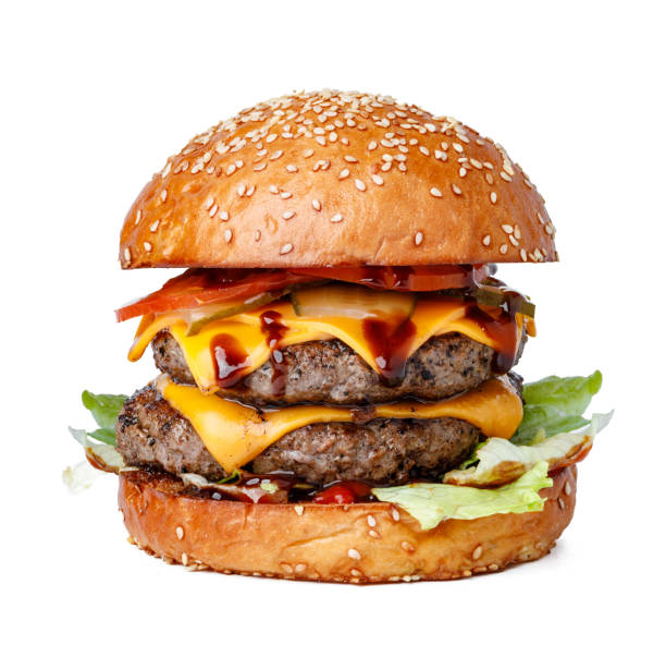 istock Delicious fresh burger isolated on white background 1300448364