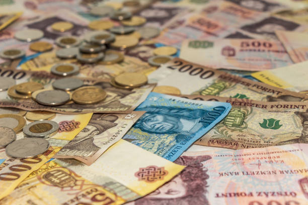 istock Hungarian forint. HUF banknotes and coins 1300453075