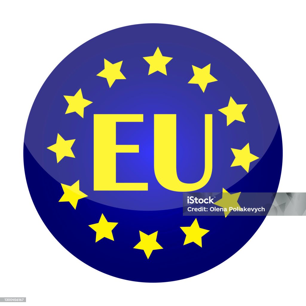 파란색 Eu 버튼 원형 흰색 배경입니다 윤곽선 기호입니다 맵 기호입니다 로고 디자인 스톡 이미지 Eps 10 ...