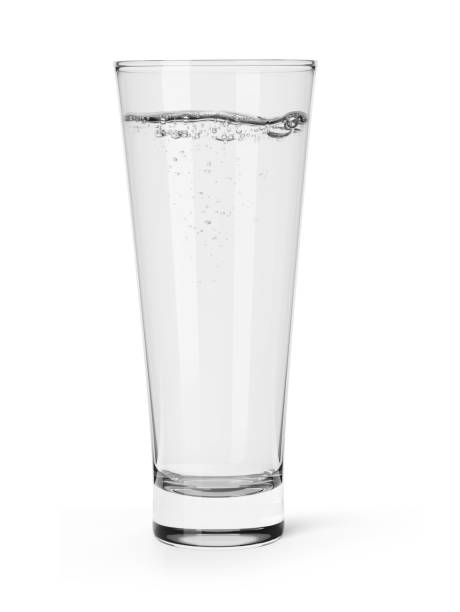 istock Glass with crystal mineral water isolated on white 1300457381