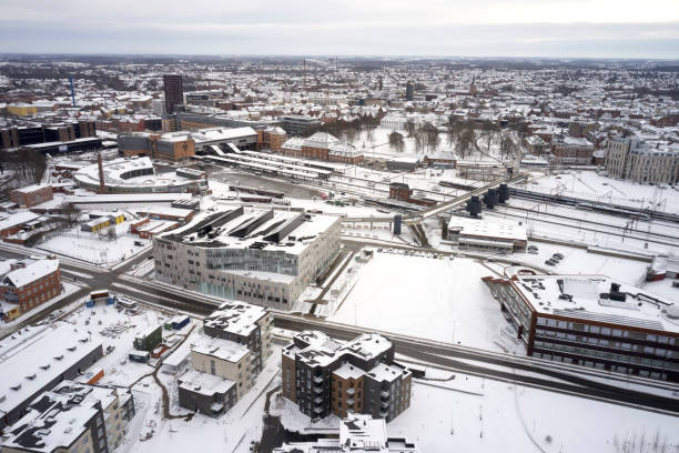 istock Danish town covered in snow 1300458796