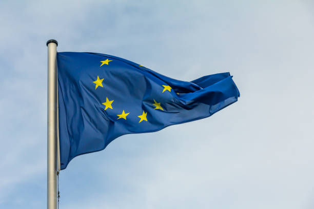 European Union flag EU, Europe, European Union flag waving on blue sky background consul photos stock pictures, royalty-free photos & images