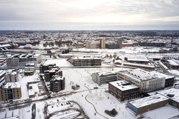 istock Danish town covered in snow 1300458871