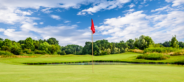 The lawn of a golf course