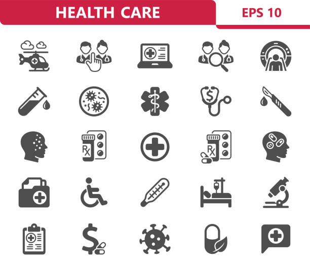 ilustraciones, imágenes clip art, dibujos animados e iconos de stock de iconos del cuidado de la salud - medical