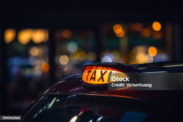 London Black Cab Taxi Sign Stock Photo - Download Image Now - Taxi Driver, Black Cab, UK