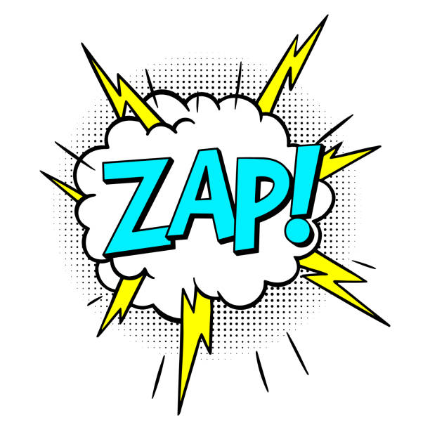 ilustrações, clipart, desenhos animados e ícones de zap! pop art design desenhado à mão - zapping