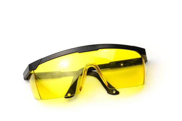 istock Safety glasses isolated on white background. 1300466230