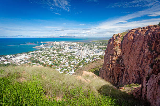 Townsville City Queensland from Castle Hill stock photo