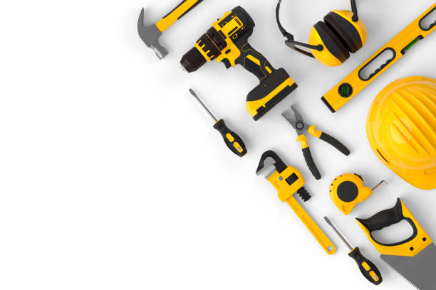 istock Set of construction tools for repair and installation on white background 1300471728