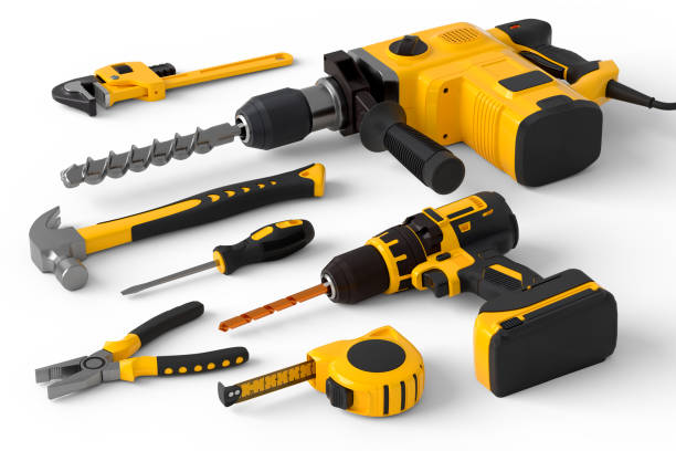 istock Set of construction tools for repair and installation on white background 1300471821