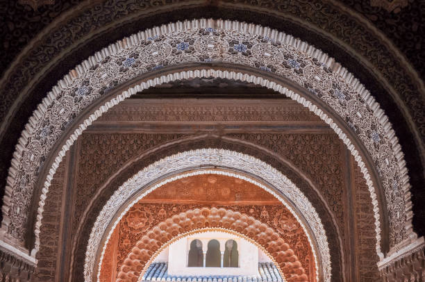 Granada, Spain - June 2018: Interiors of Alhambra palace in Granada