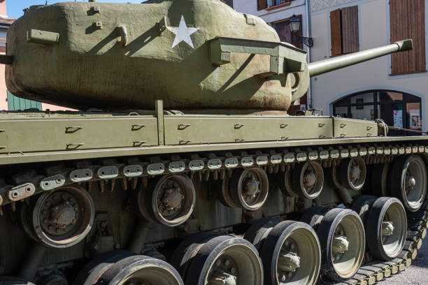 Closeup picture of green caterpillar track of the tank.