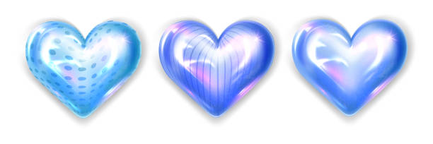 istock Collection of bright glossy hearts isolated on white background. Red orange and pink Realistic romantic 3D element. Valentine's Day. Vector illustration 1300473919