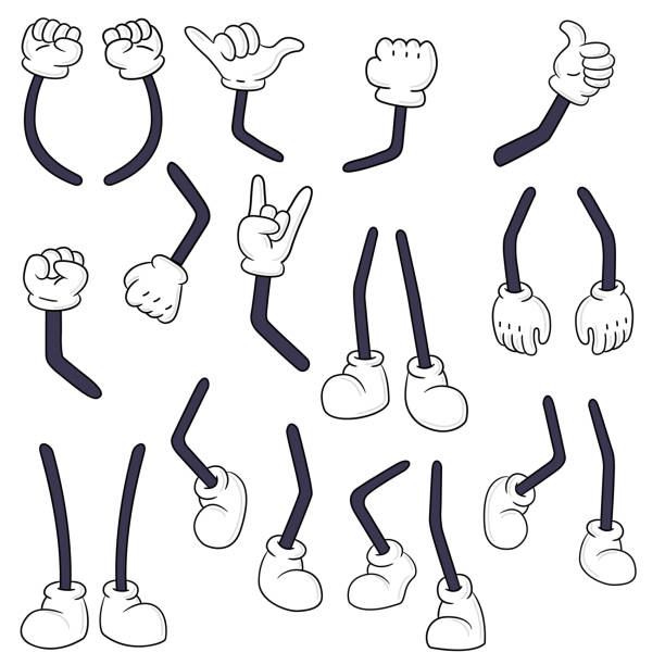 comical hände und beine sammlung - bein anatomiebegriff stock-grafiken, -clipart, -cartoons und -symbole