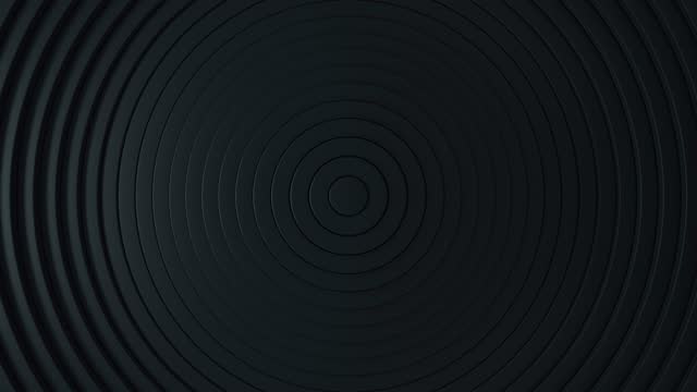 Abstract background for business presentation. Abstract pattern of circles with the effect of displacement. Sound wave motion. Minimal. Black clean rings animation. Seamless loop 4k 3d render