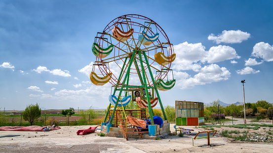 Ferris wheel inside an abandoned amusement park near Isfahan, Iran