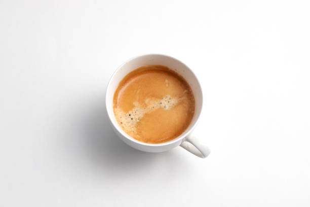 istock A white ceramic cup of freshly brewed coffee. Coffee cream on the drink 1300476688