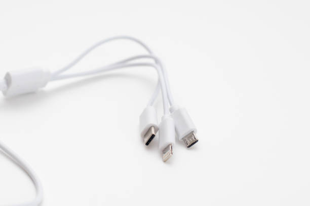 istock Wire with popular connectors. Smartphone charger cable 1300476701