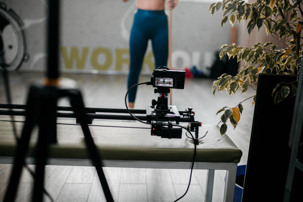 istock Young woman at training in front of camera 1300477203