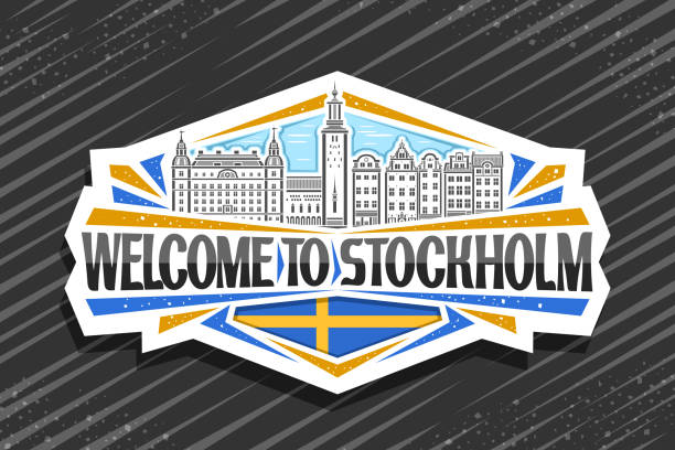 vektorlabel für stockholm - stockholm sweden flag swedish culture stock-grafiken, -clipart, -cartoons und -symbole