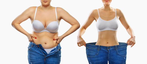 Image is not body shape retouched - healthy body - Slimming before and after