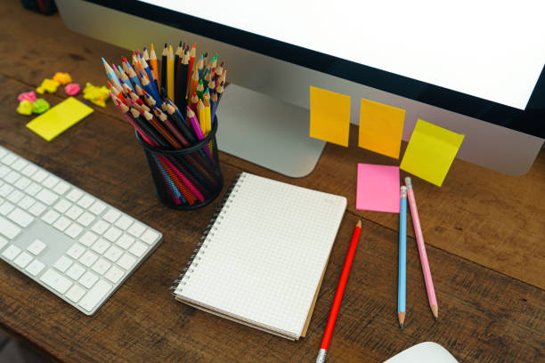 istock Work from home,Books and pencils on the desk 1300483198