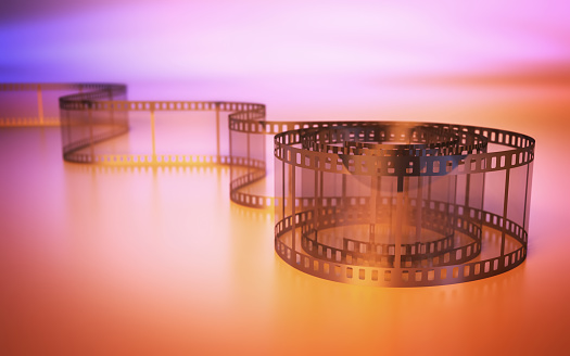 3d render 35mm film strip Gradient Background (Depth of field)