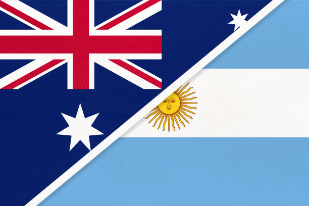 australia i argentyna lub republika argentyńska, symbol flag narodowych. - argentina australia stock illustrations