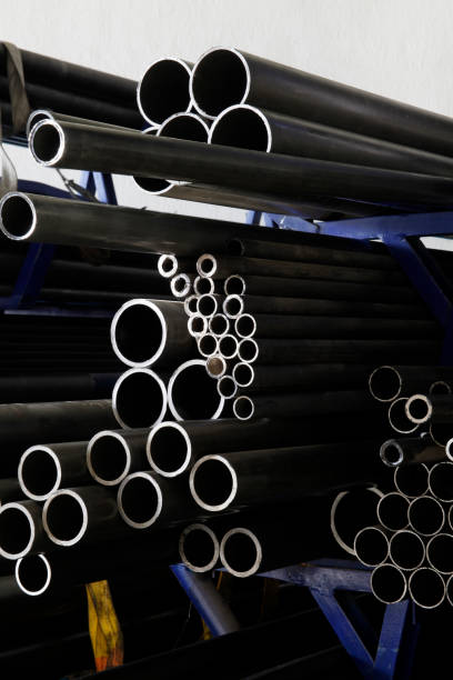istock Steel pipes inside the factory 1300485796