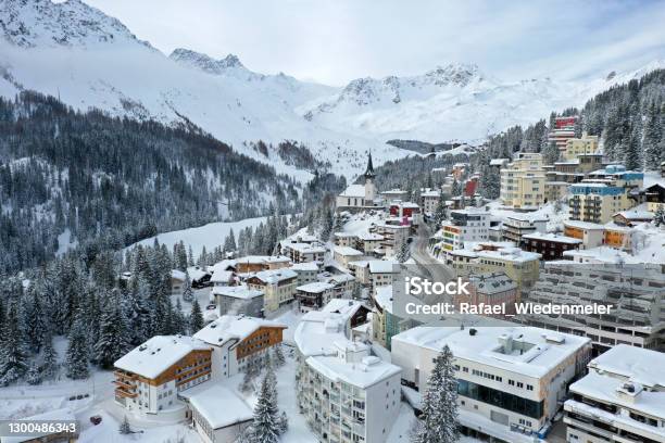 Arosa Panorama In Winter Stock Photo - Download Image Now - Arosa, Switzerland, Village