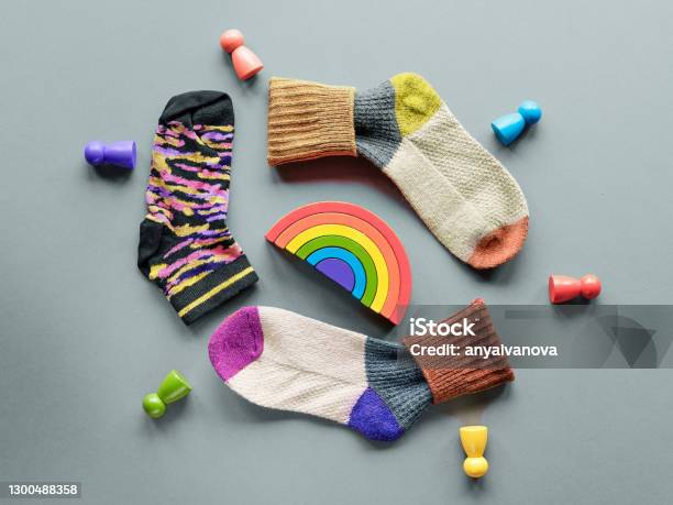 Odd Socks Day Social Initiative Against Bullying In School Or Workplace Design Of Poster For Antibullying Campaign Stock Photo - Download Image Now