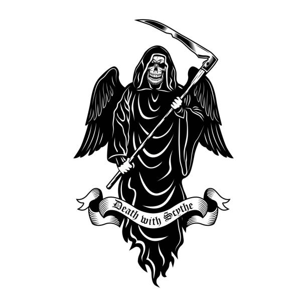 tırpit amblemi tasarımı ile ölüm - morbid angel stock illustrations