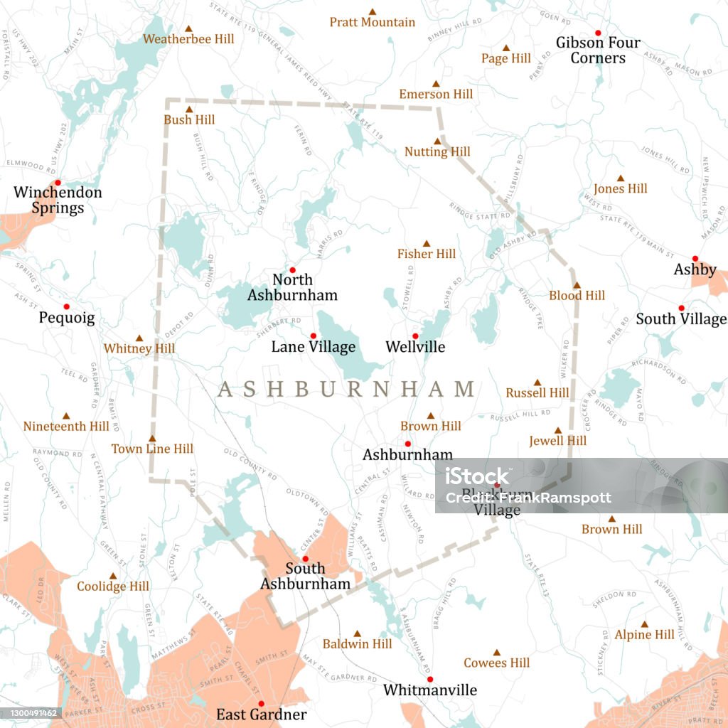 Vetores de Ma Worcester Ashburnham Vector Road Mapa e mais imagens de ...